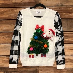 3D Santa Claus ugly Christmas tree sweater